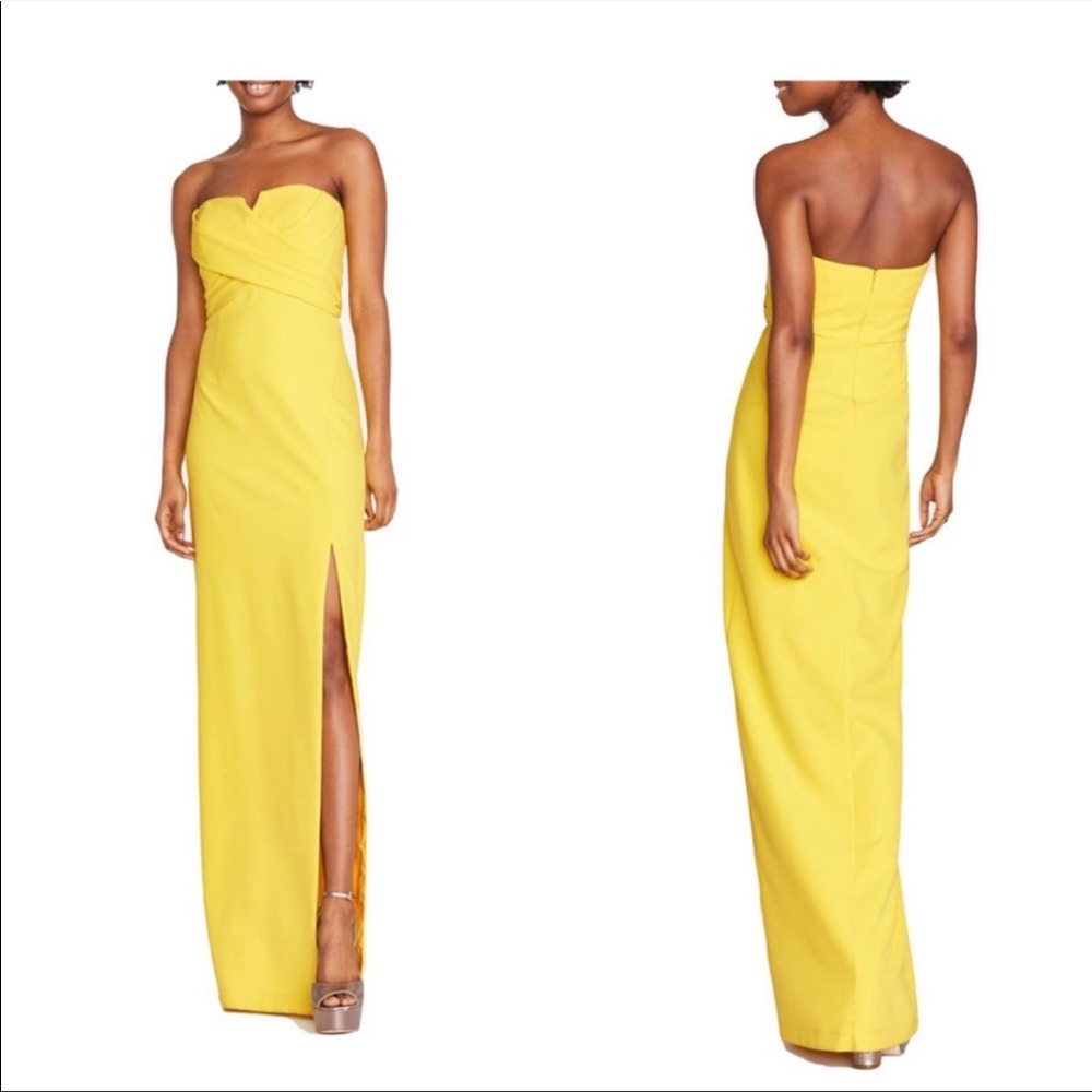 Aidan Mattox Notched Strapless Crepe dress